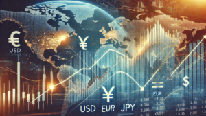 A visually engaging digital illustration depicting the relationship between the yield curve and the forex market.